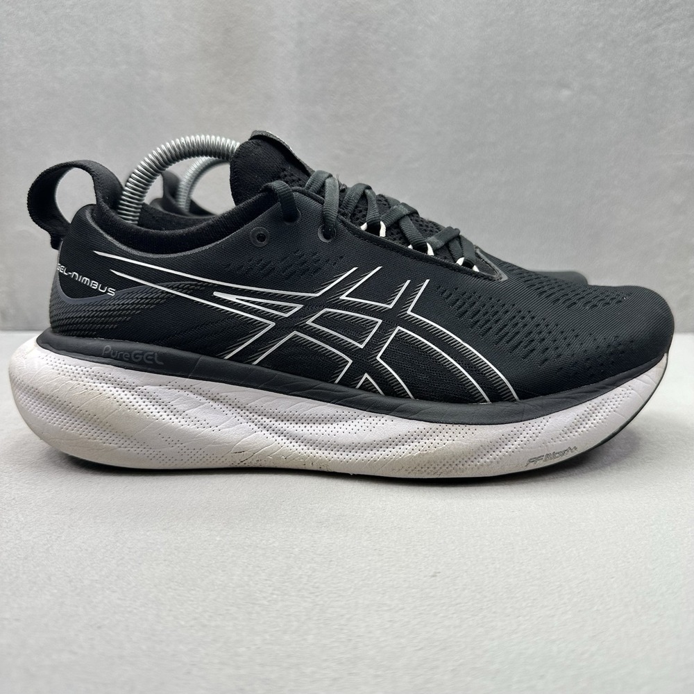 Womens Size 10 ASICS Gel-Nimbus 25 Shoes Black / White Athletic Running Sneakers